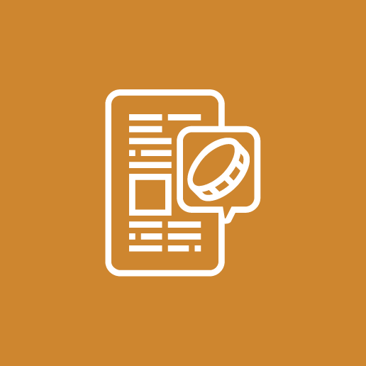 Icon - Betaling - Mobilskjerm med tekst og et spørsmål om penger