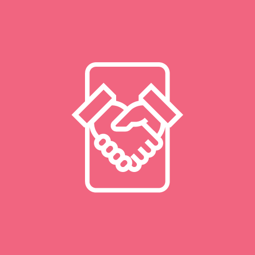 Icon - Tillit - To hender hilser på hverandre fremfor en skjerm