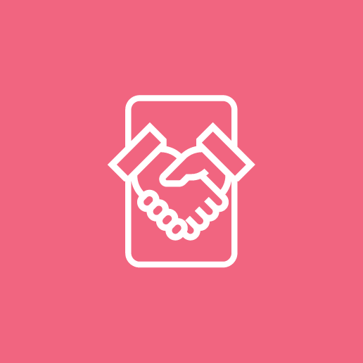 Icon - Tillit - To hender hilser på hverandre fremfor en skjerm