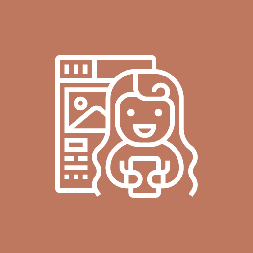 Icon - Unge Voksnes nyhetsbruk - Jente med mobil fremfor nettsideskjerm.